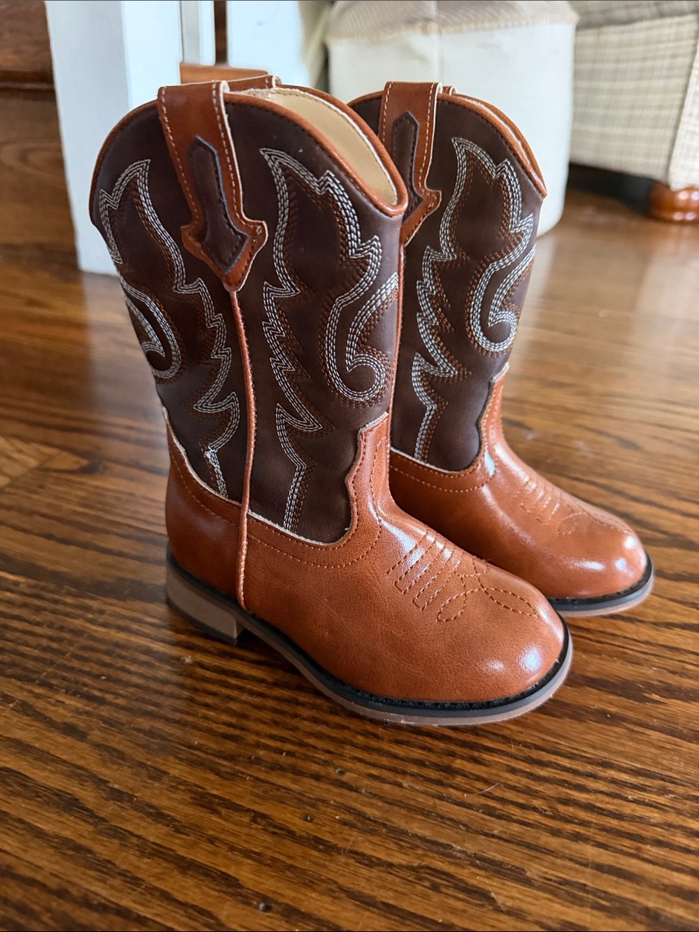 Kids Brown Two-Tone Western Cowboy Boots